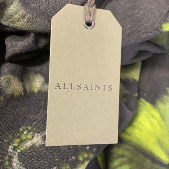 AllSaints Womens ASTA Ceres Linen Maxi Skirt Black Lime Butterflies Size 10 NWT - Picture 13 of 16